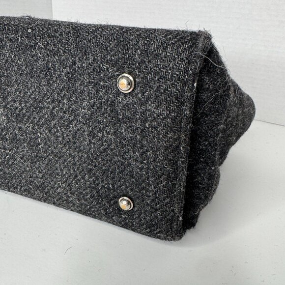 Kate Spade New York Grey Wool Over the Shoulder Hand Bag Black Rectangle Magnete - Picture 5 of 9